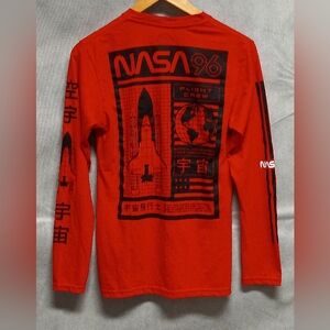 NASA '96 Japanese Style Retro Long Sleeve Tee - Red - SMALL